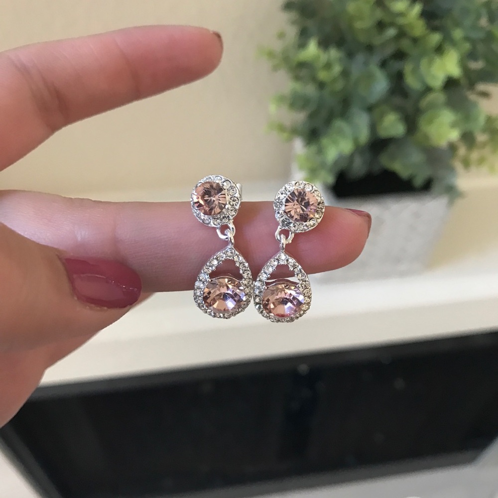 silver and pink earrings